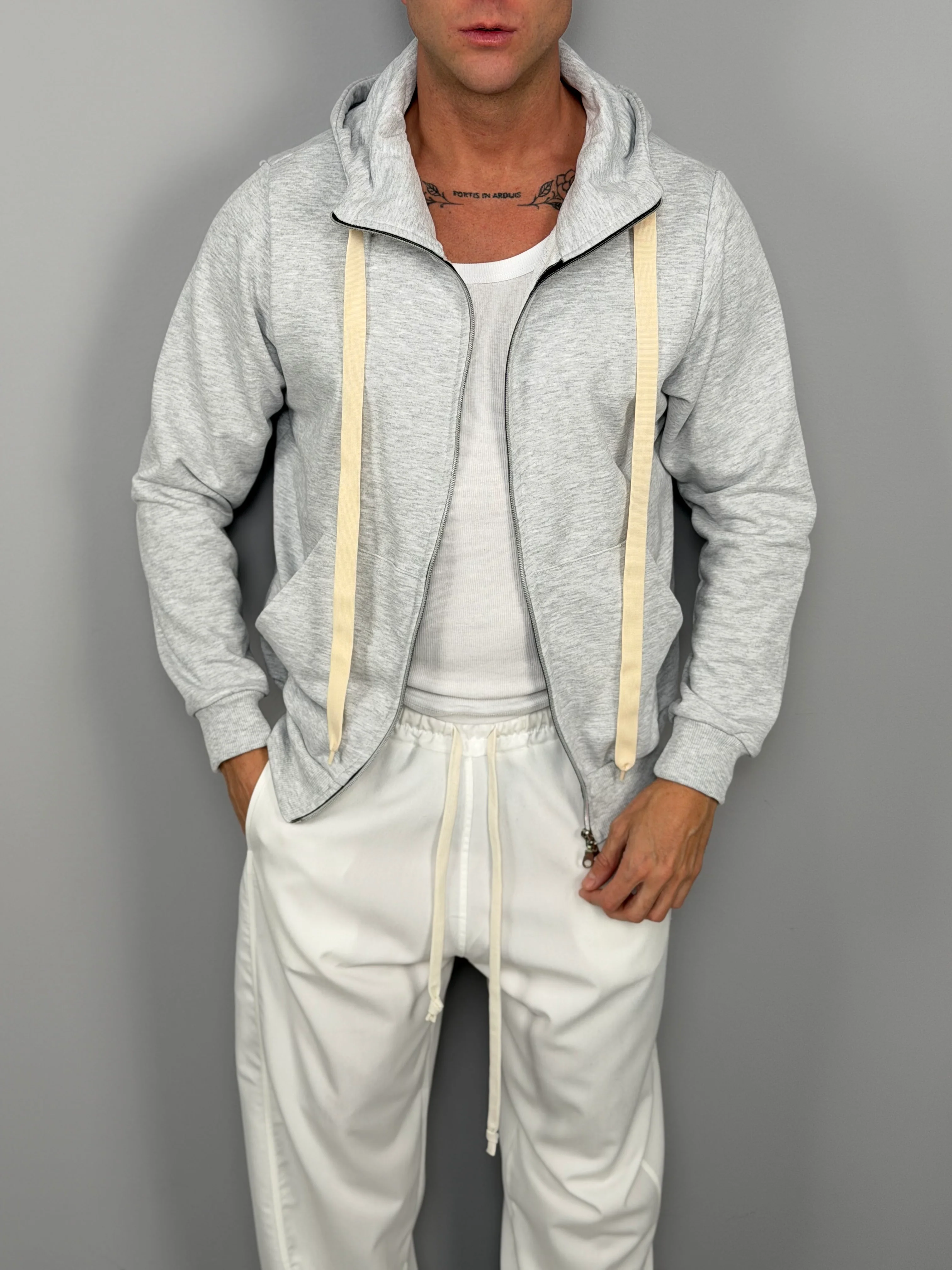 FELPA ZIP CAPPUCCIO GARZATA - Image 10