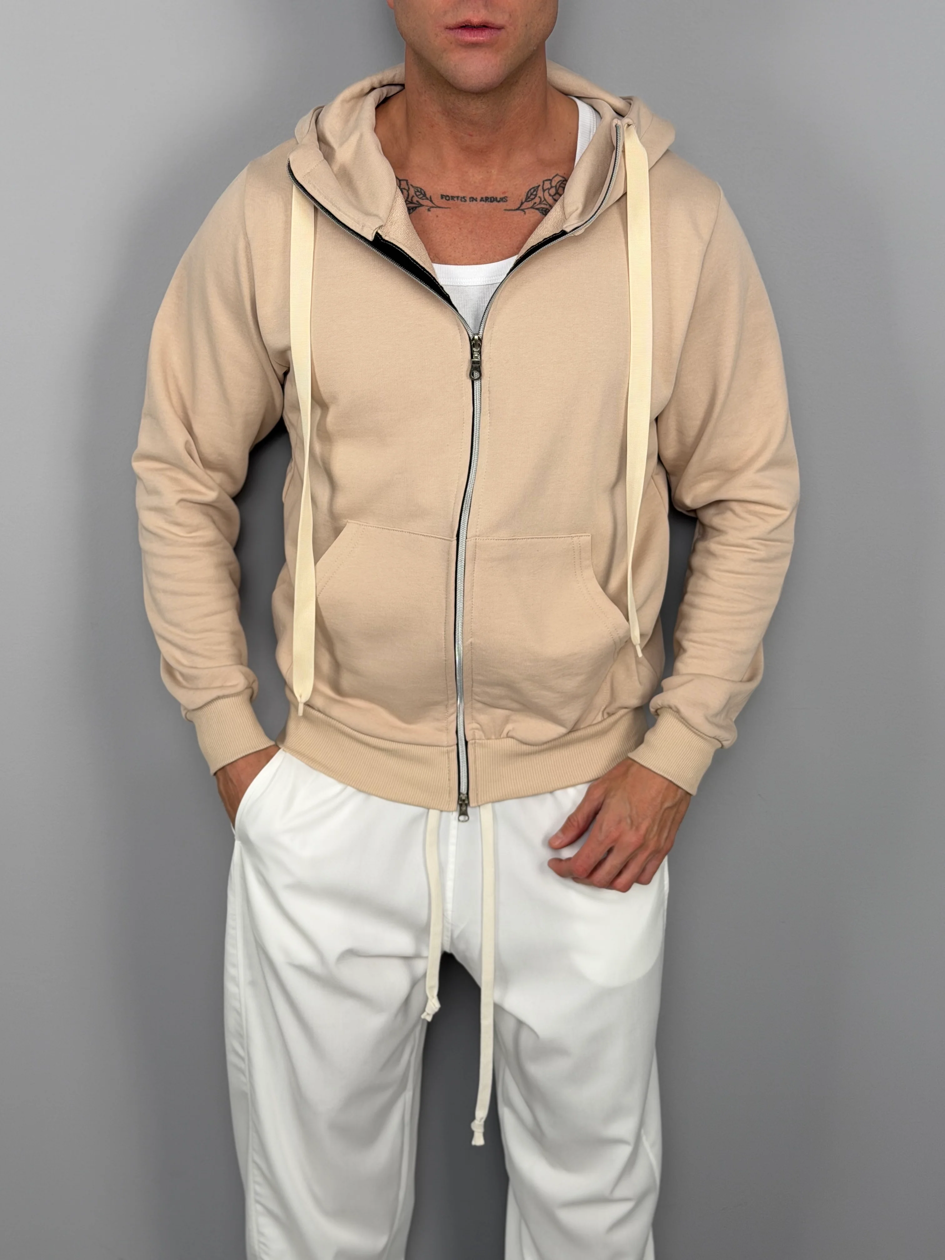 FELPA ZIP CAPPUCCIO GARZATA - Image 7