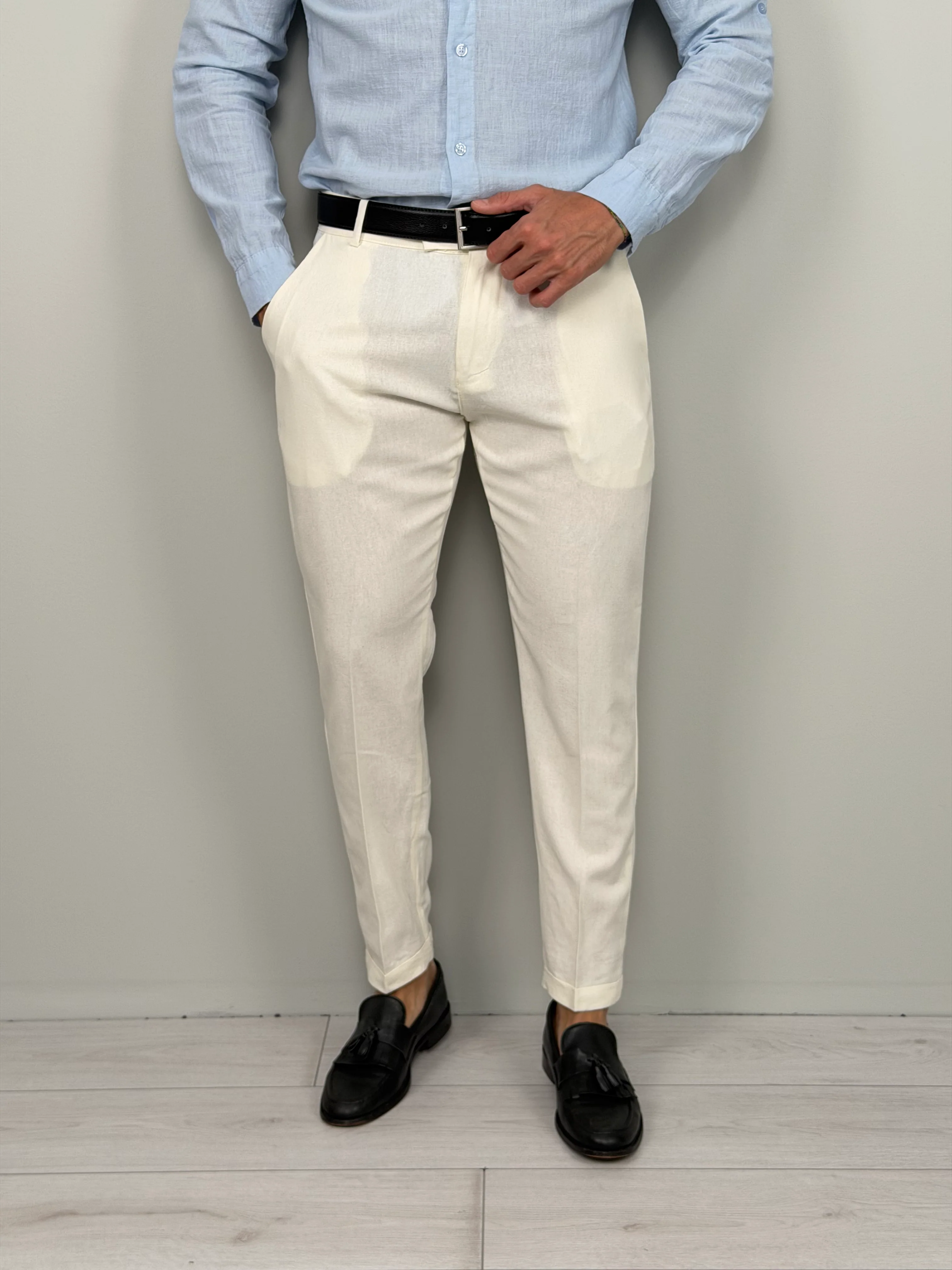 PANTALONE LINO MOD CAPRI RISVOLTINO - Image 11