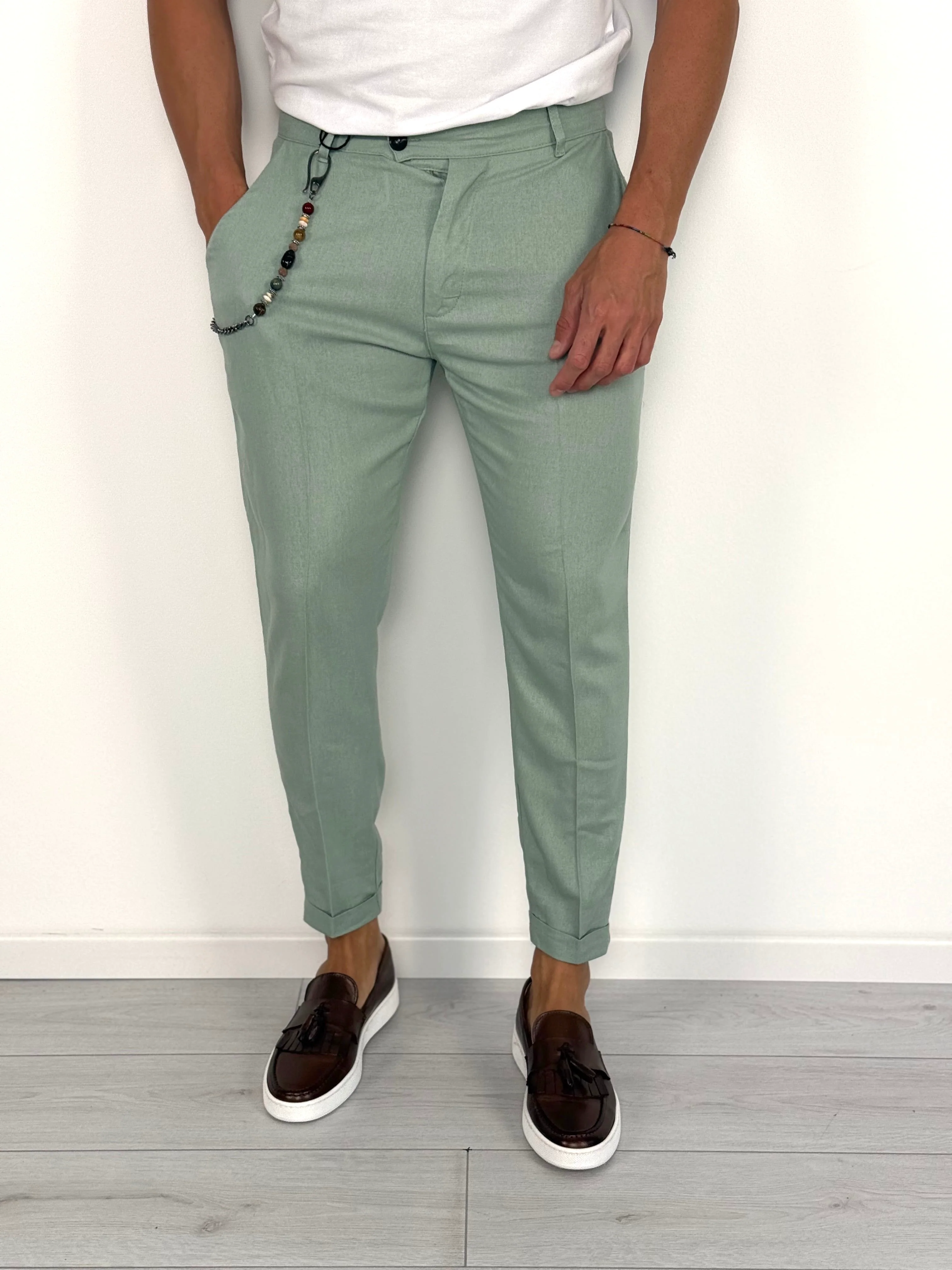 PANTALONE LINO MOD CAPRI RISVOLTINO - Image 9