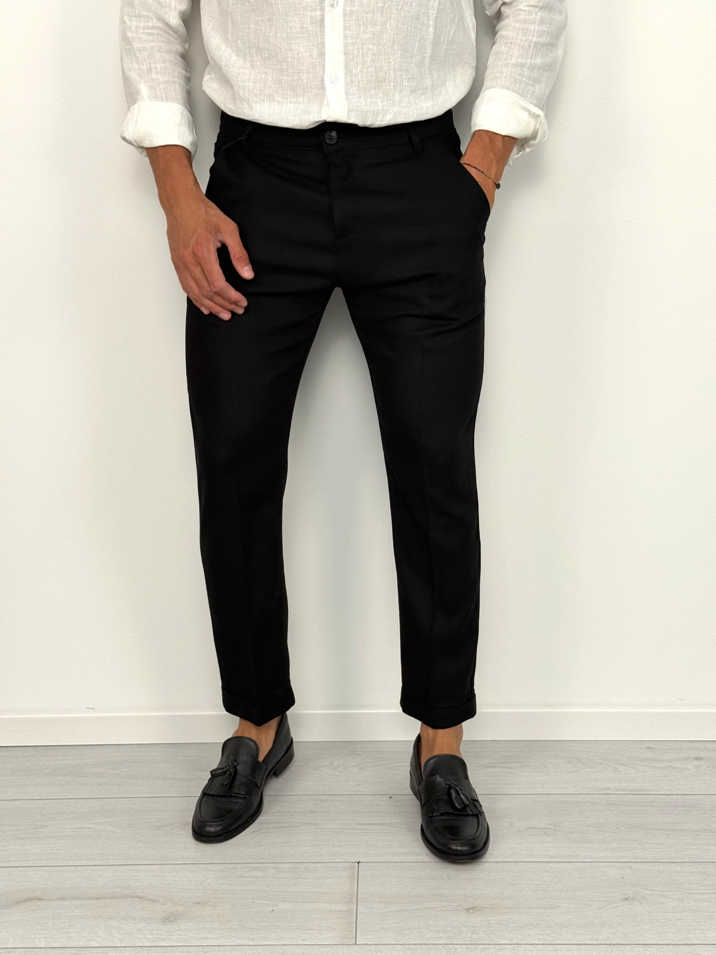 PANTALONE LINO MOD CAPRI V2 RISVOLTINO